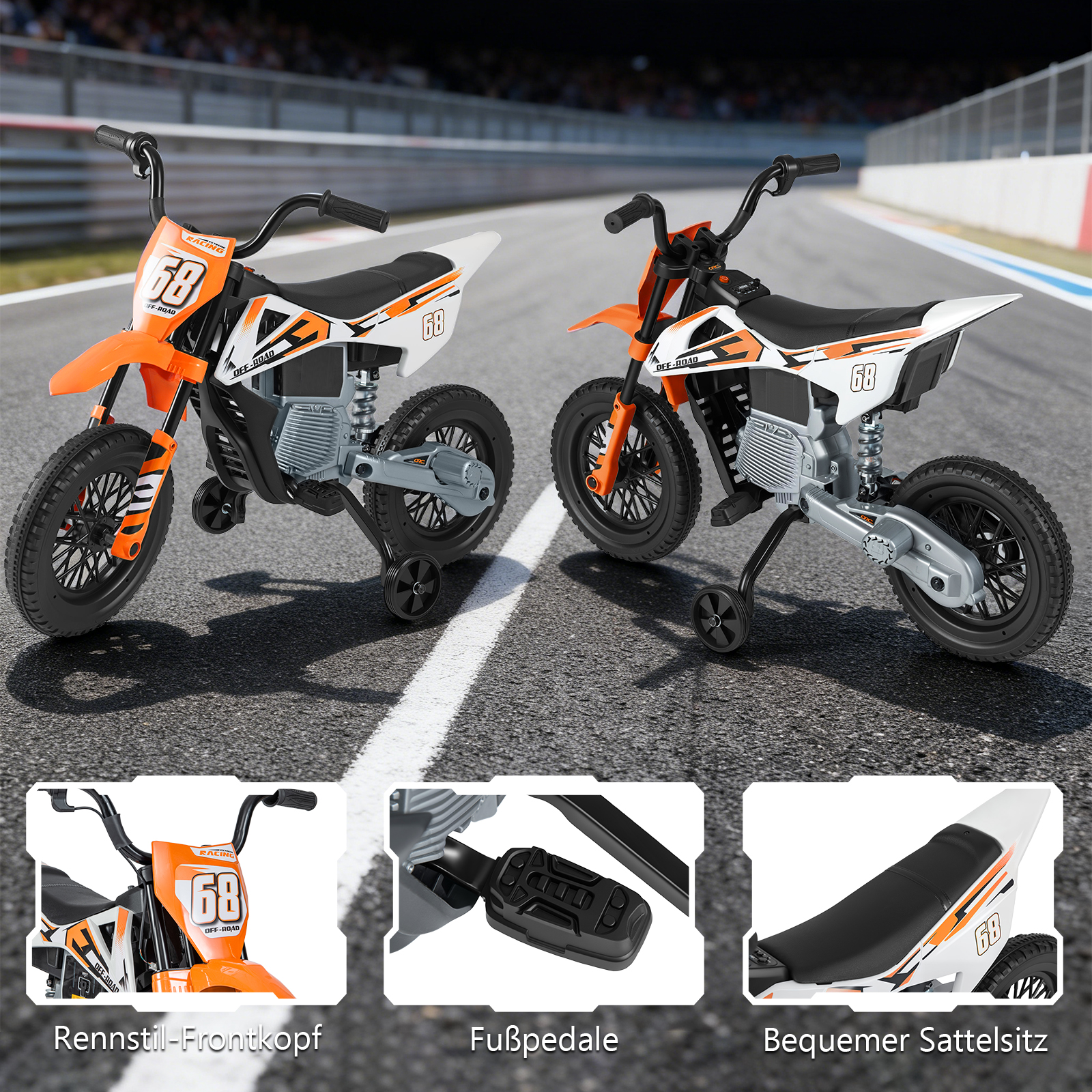 Vaikiškas elektrinis motociklas oranžinis 3