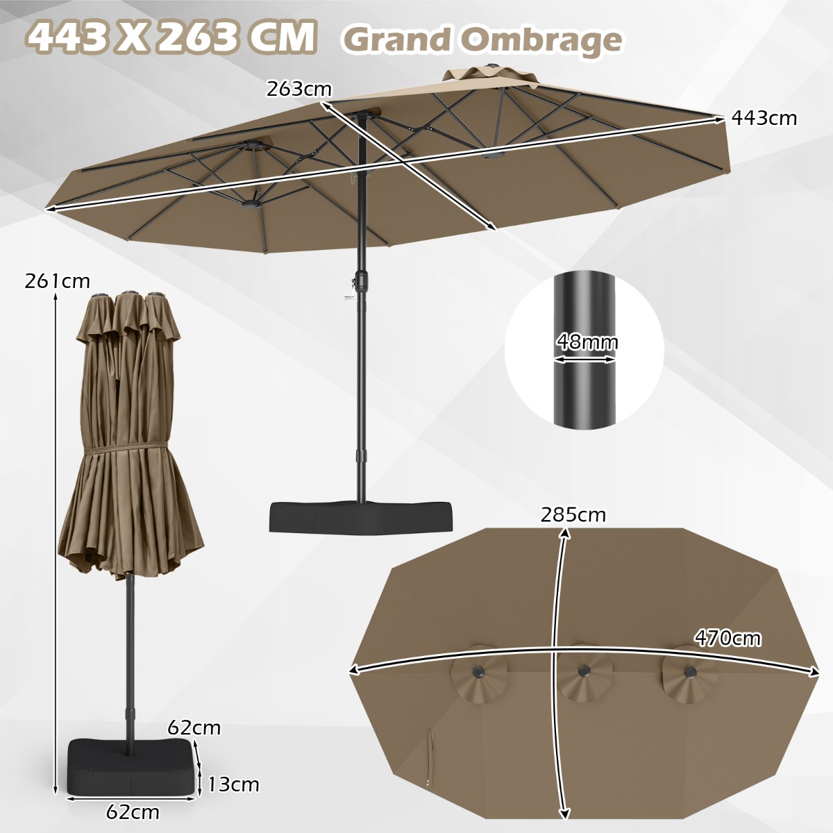 Dvigubas kiemo skėtis 470 x 285 cm