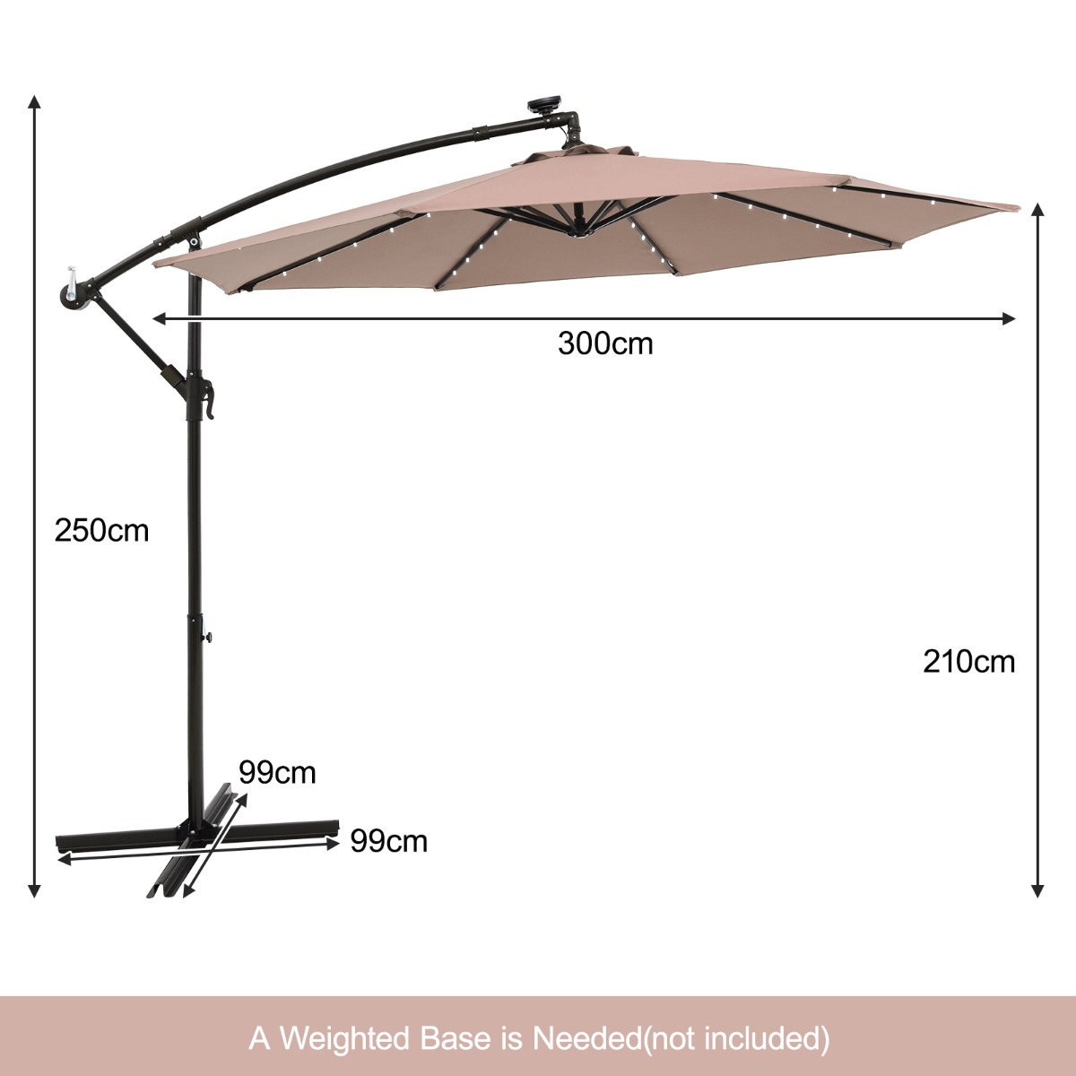 Šoninis skėtis 300 cm 3