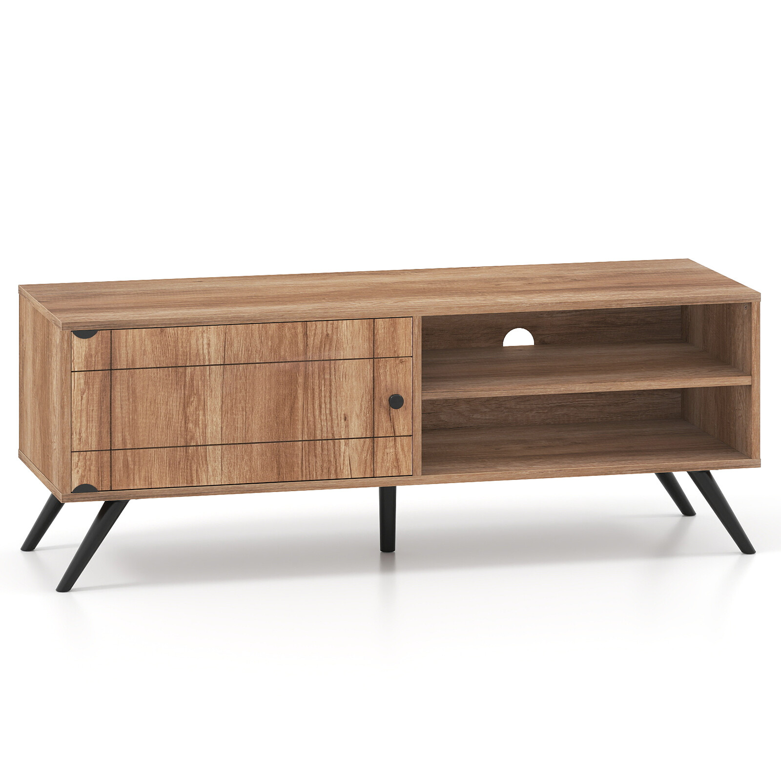 TV staliukas su spintele ir atviromis lentynomis, ąžuolo spalvos, 121,9 × 40,6 × 44,5 cm 3