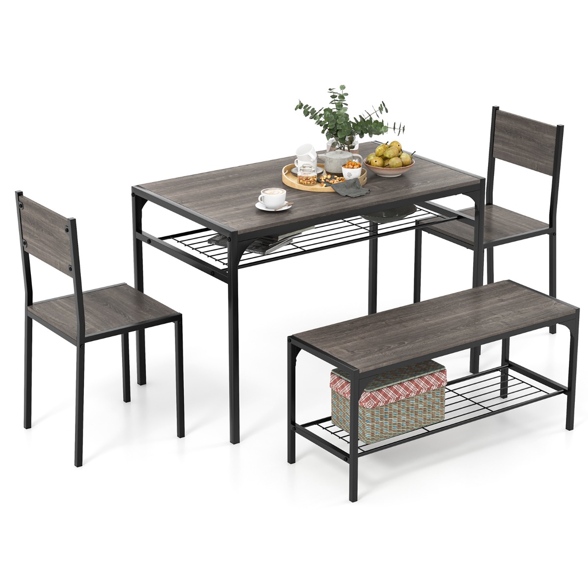 Valgomojo komplektas Rustic Brown/Gray 4 vnt.