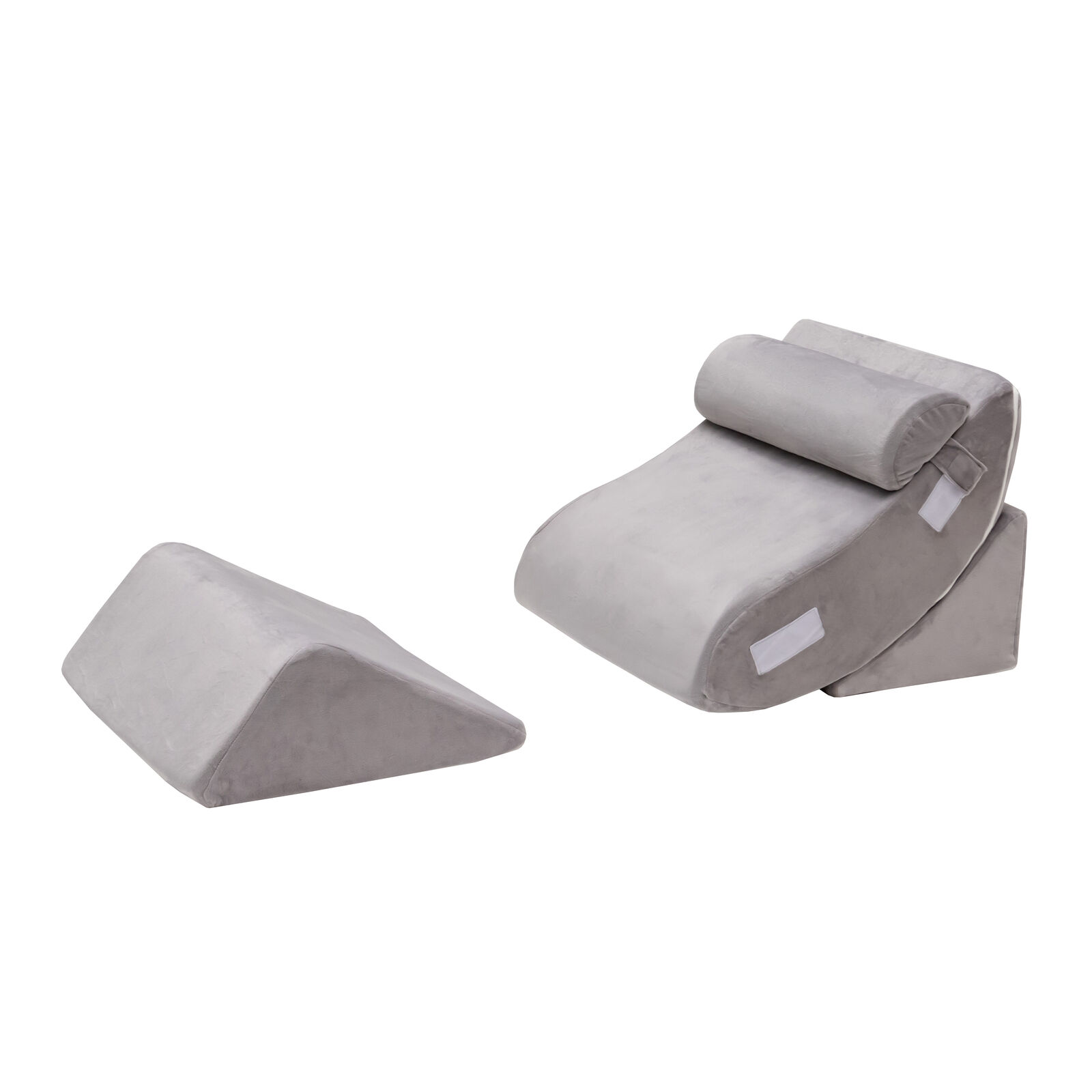 Ķīļveida spilvenu komplekts, 4 daļu, regulējams, pelēks, 59,69 × 20,32 × 7,62 cm
