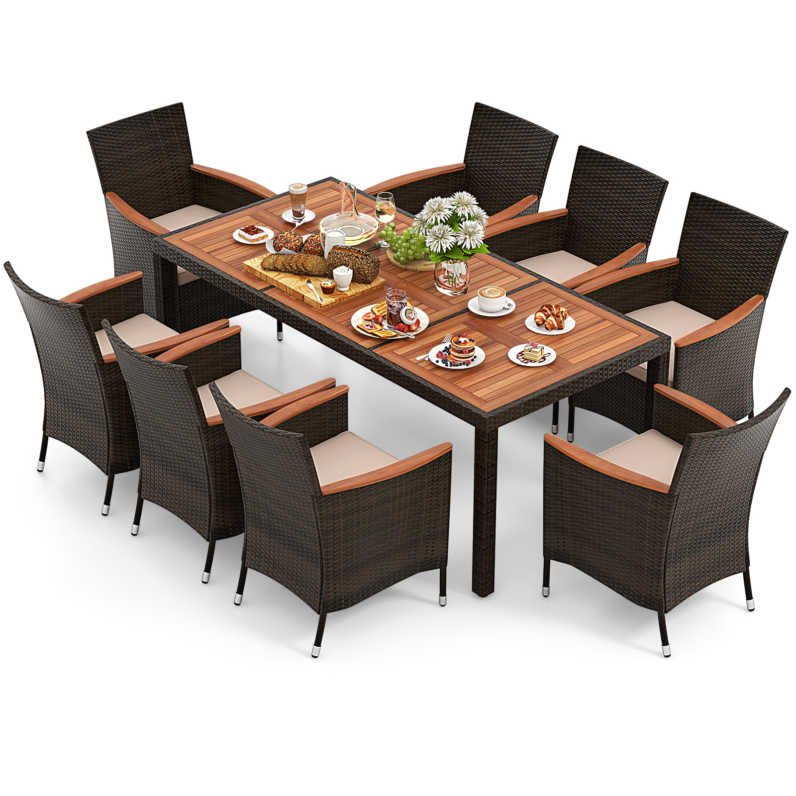 Lauko valgomojo komplektas 190x90x74 cm 9 vnt. 3