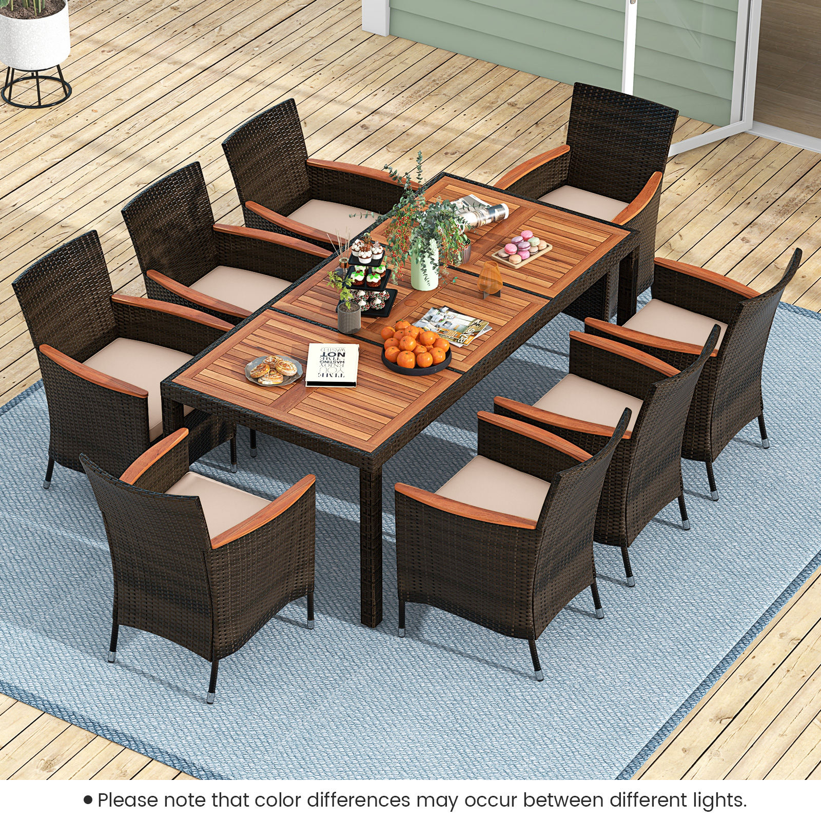 Lauko valgomojo komplektas 190x90x74 cm 9 vnt.