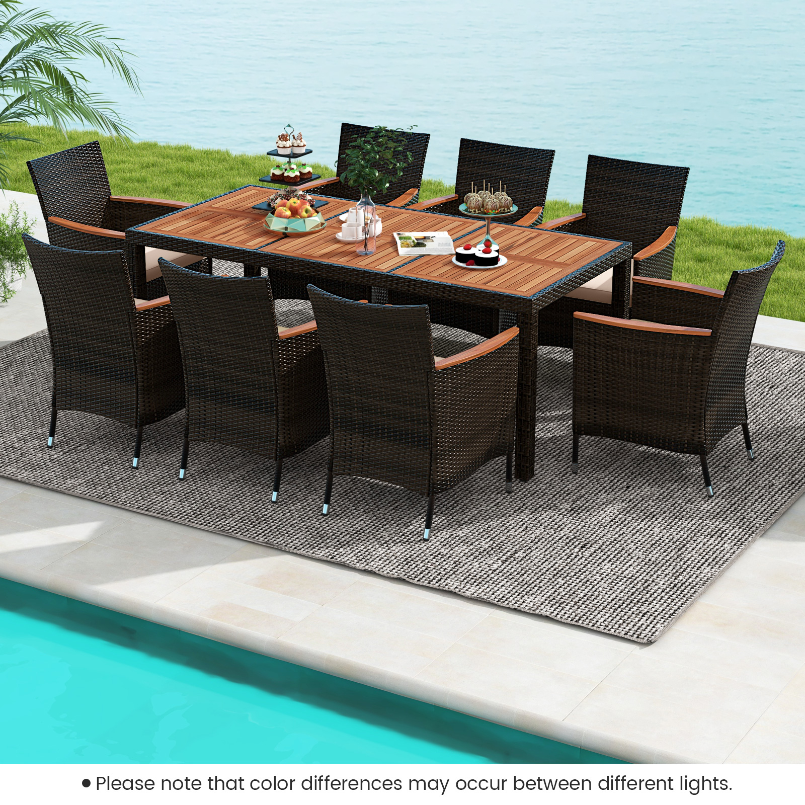 Lauko valgomojo komplektas 190x90x74 cm 9 vnt. 2