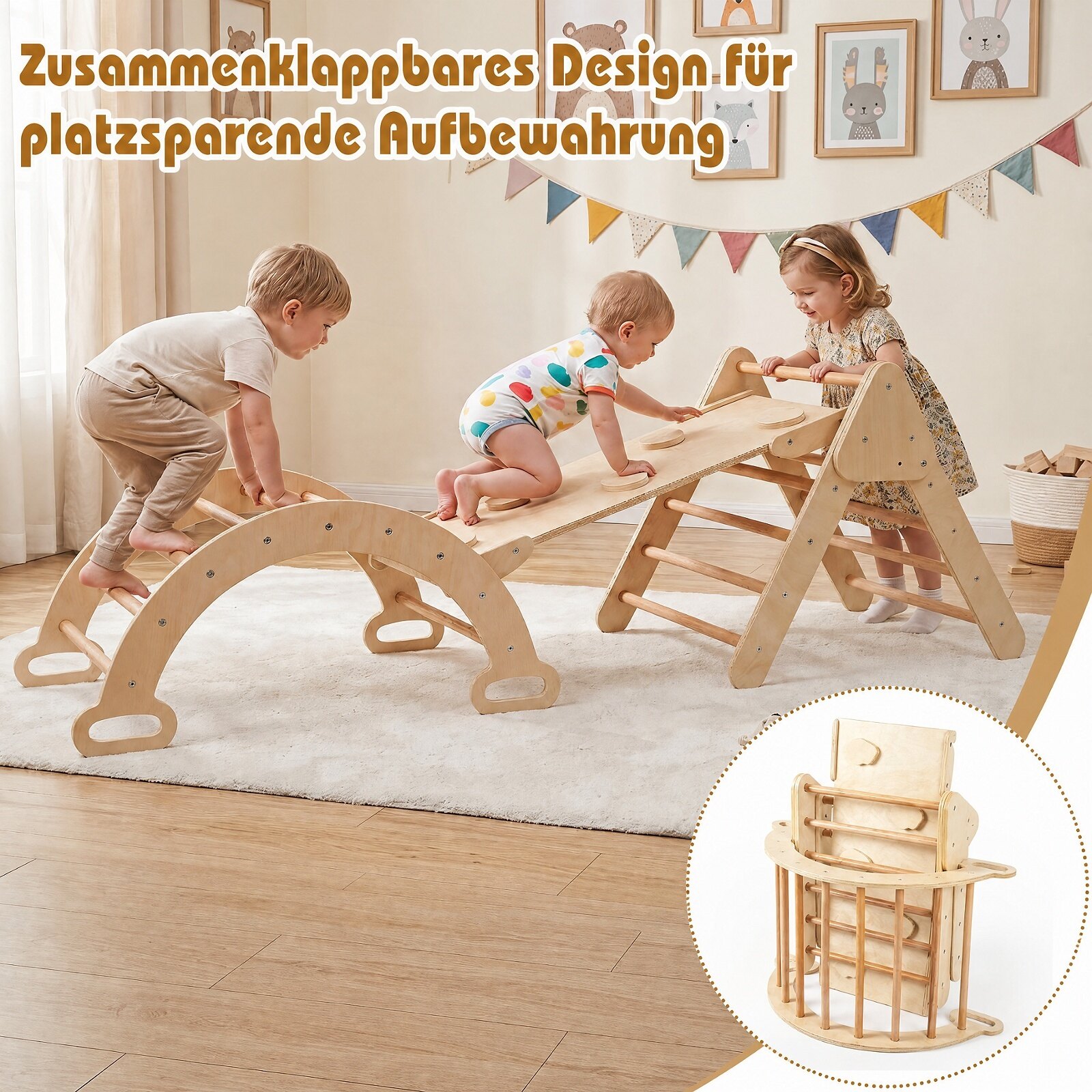 Laipynės rinkinys 3 viename su reguliuojama rampa, įvairiaspalvis, 69 × 55 × 59 cm 3