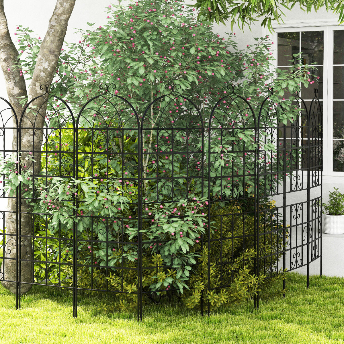 Sodo grotelės iš cinkuoto metalo, juodos, 180 × 50 cm, 2 vnt. 2