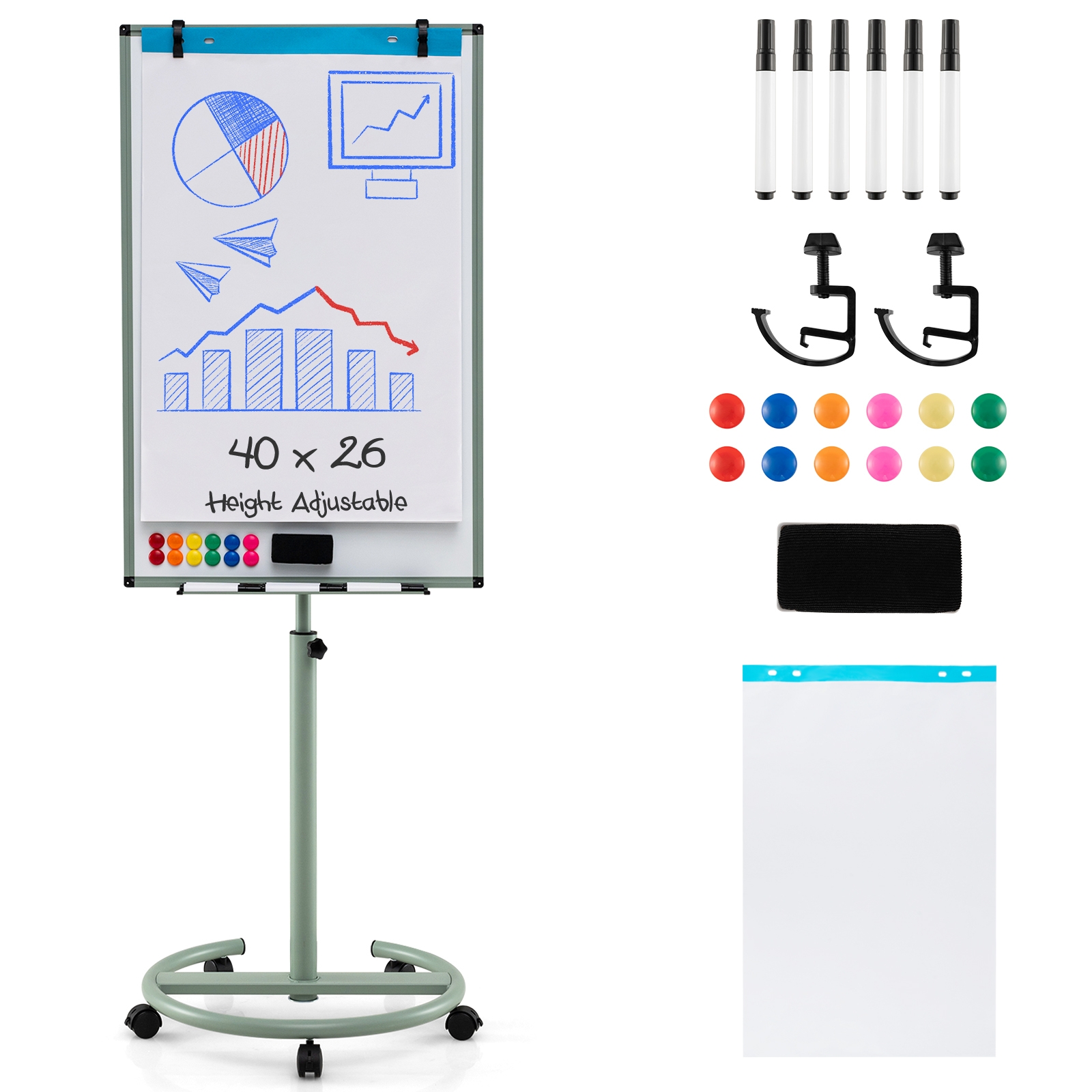 Mobilioji magnetinė lenta 100 x 65 cm 3
