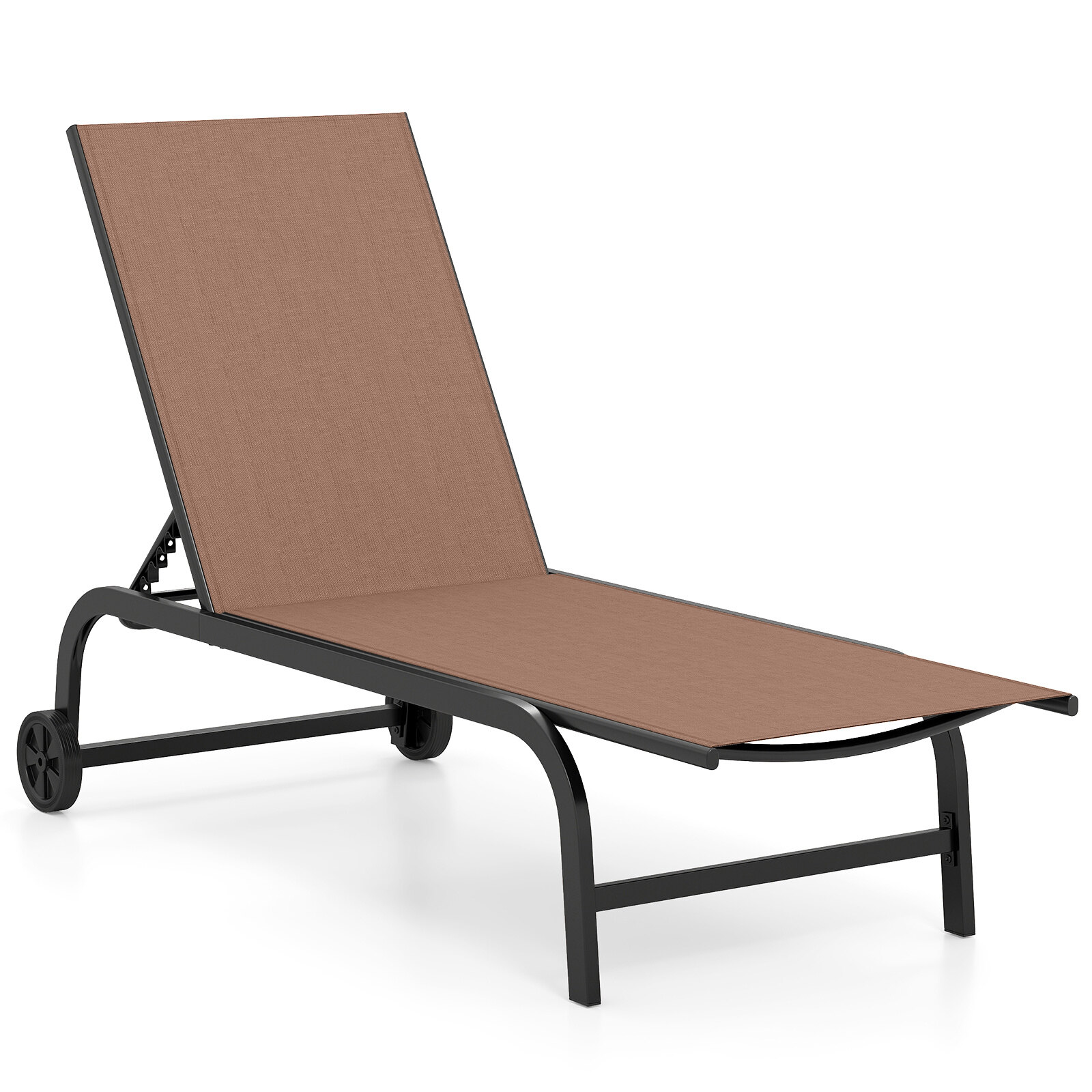 Lauko gultas su ratukais ir 6 padėčių atlošu, rudas, 190–164 × 69 × 36–101 cm 3