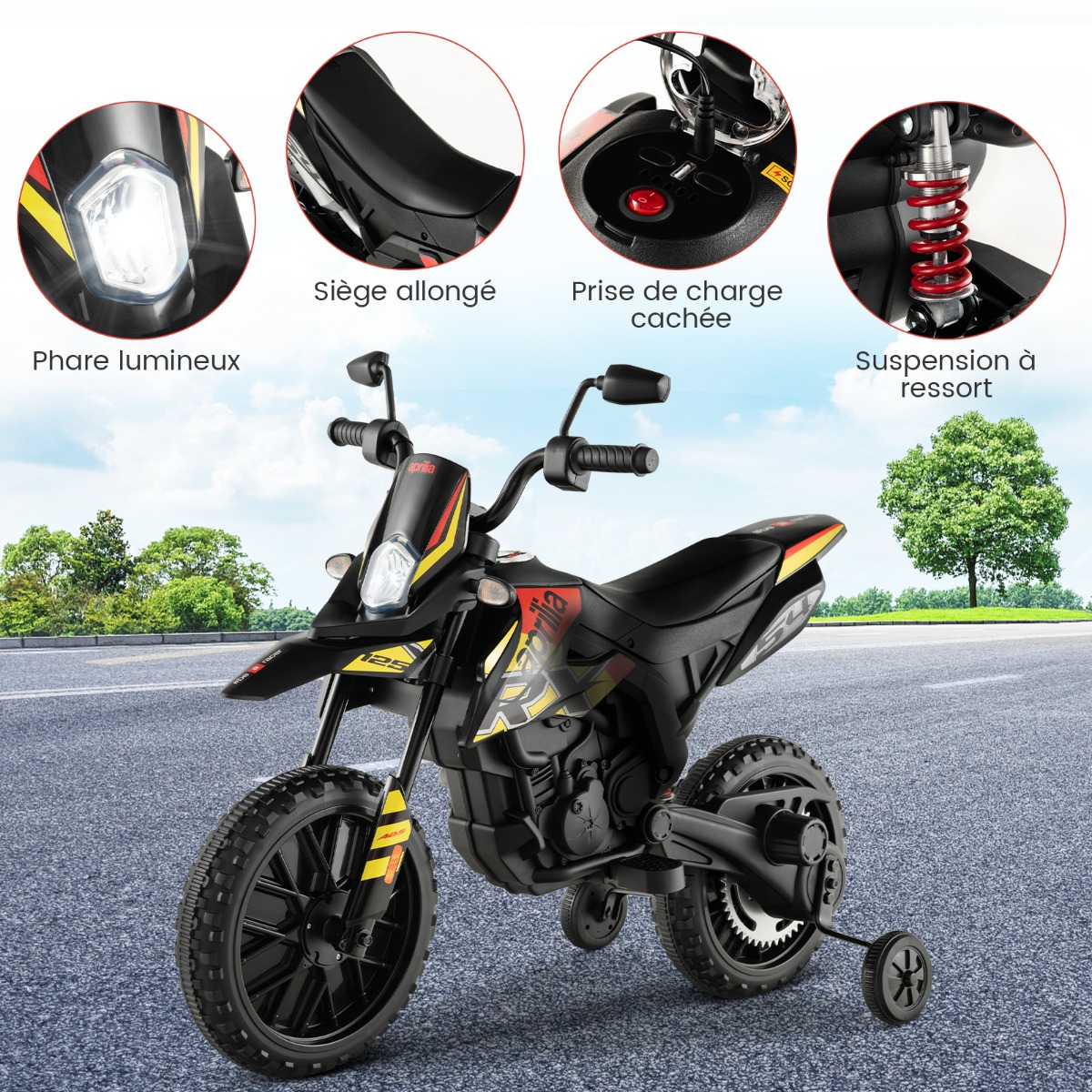 Vaikiškas elektrinis motociklas juodas 3