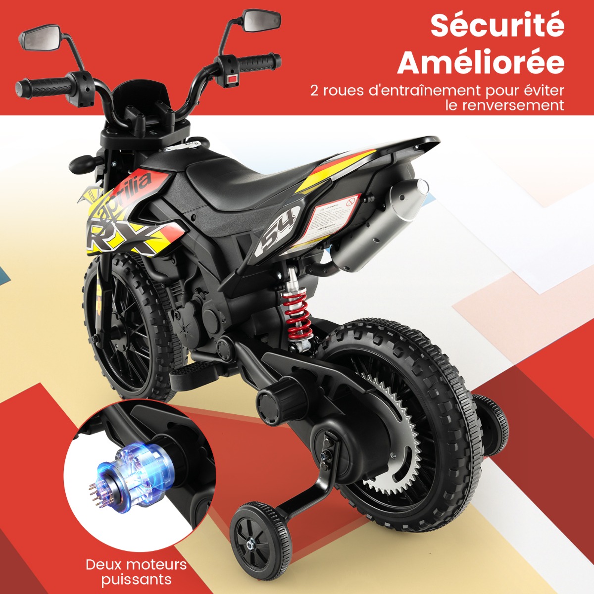 Vaikiškas elektrinis motociklas juodas