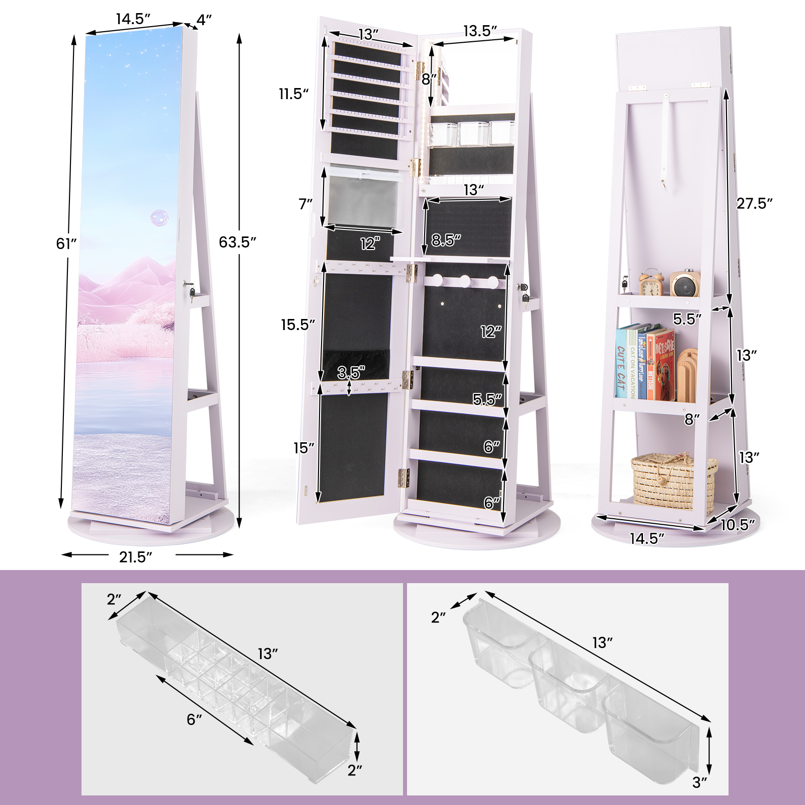 Papuošalų spintelė violetinė 3