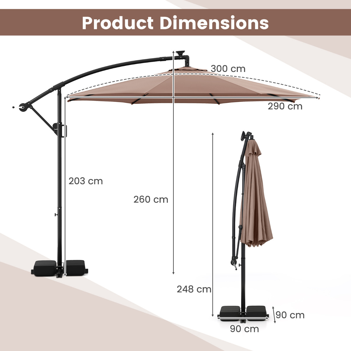 Pakabinamas skėtis 304.8 cm 3