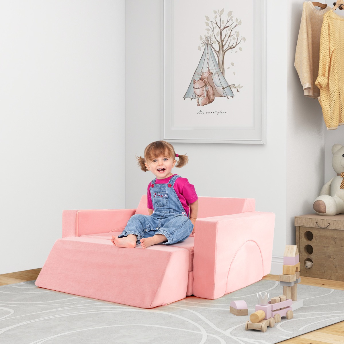 Vaikų modulinė sofa Pilka/Rožinė 8 vnt.