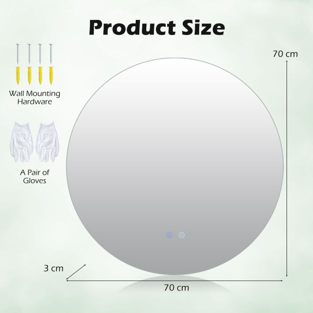 Apvalus LED veidrodis 70 cm 3