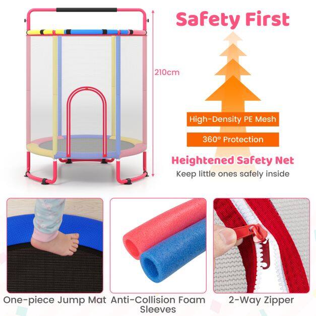 Batutas 6 viename su gimnastikos skersiniu, įvairiaspalvis, 154 x 154 x 210 cm 2