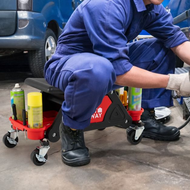 Mechaniko taburetė juoda ir raudona 2