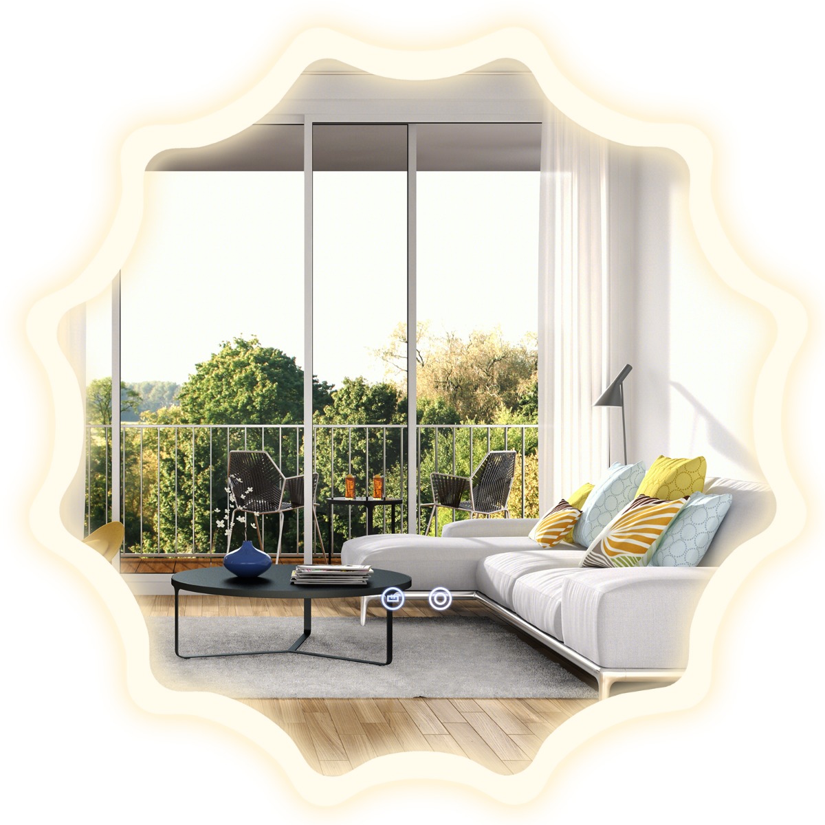 Sieninis LED veidrodis 60 x 60 cm 3