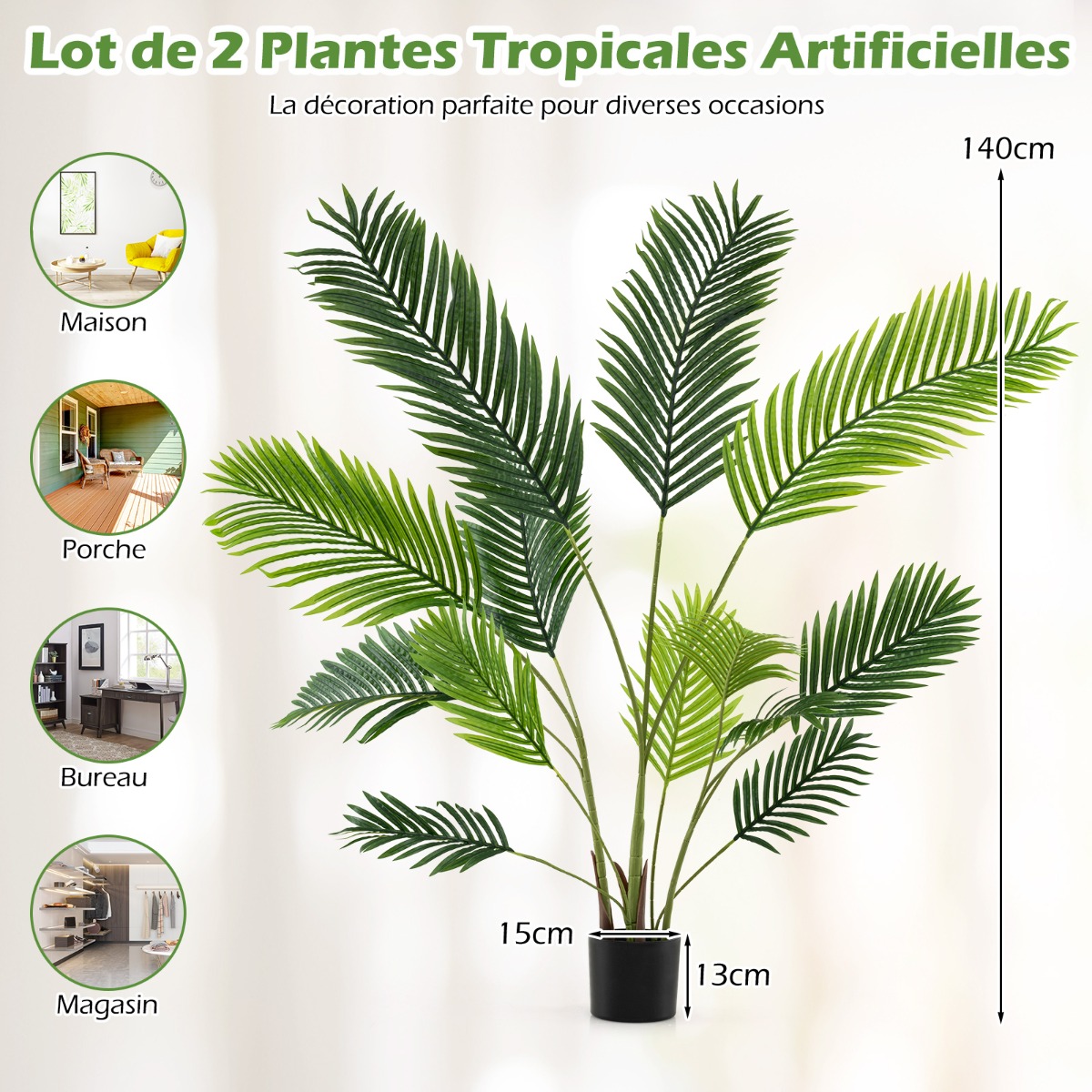Dirbtinės arekos palmės 140 cm 2 vnt.