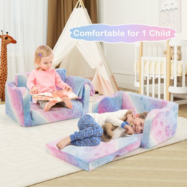Vaikų sofa su antklode Pilka/Rožinė 2