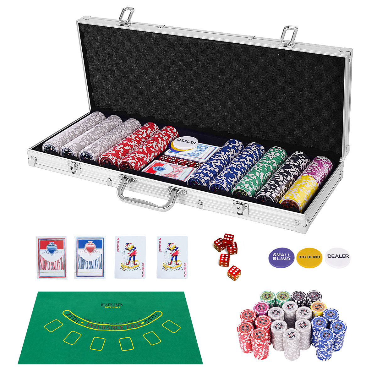 Pokerio žetonų rinkinys 500 vnt.