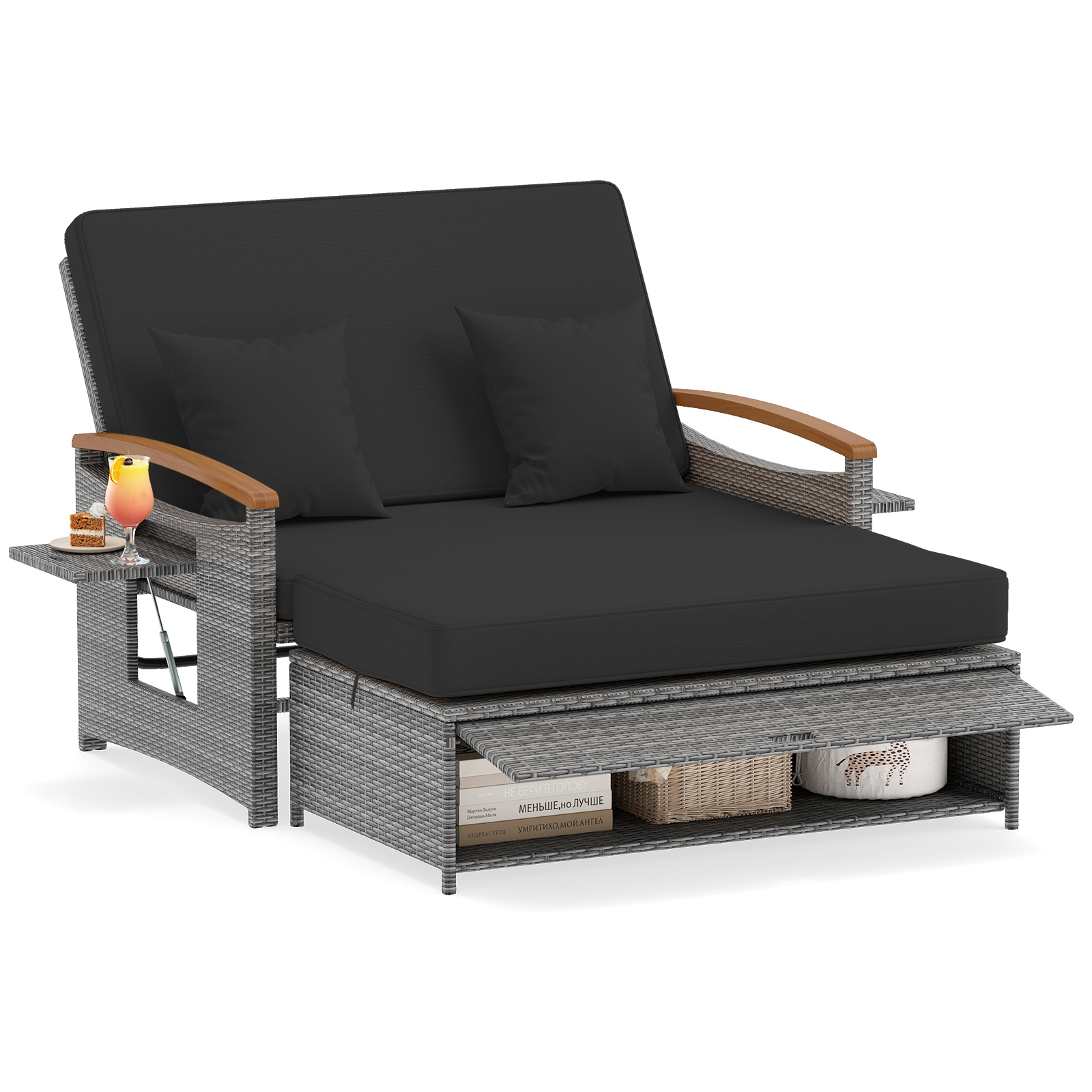 Sodo sofa juoda 2 vnt.