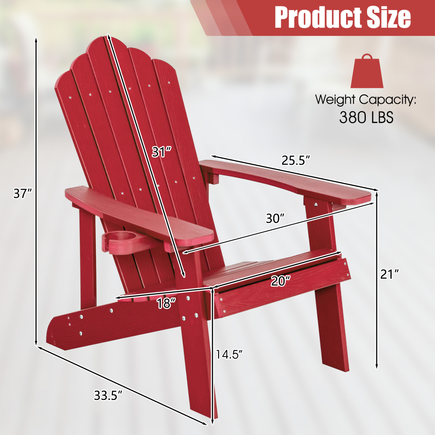 Adirondack kėdė raudona 2 vnt. 2