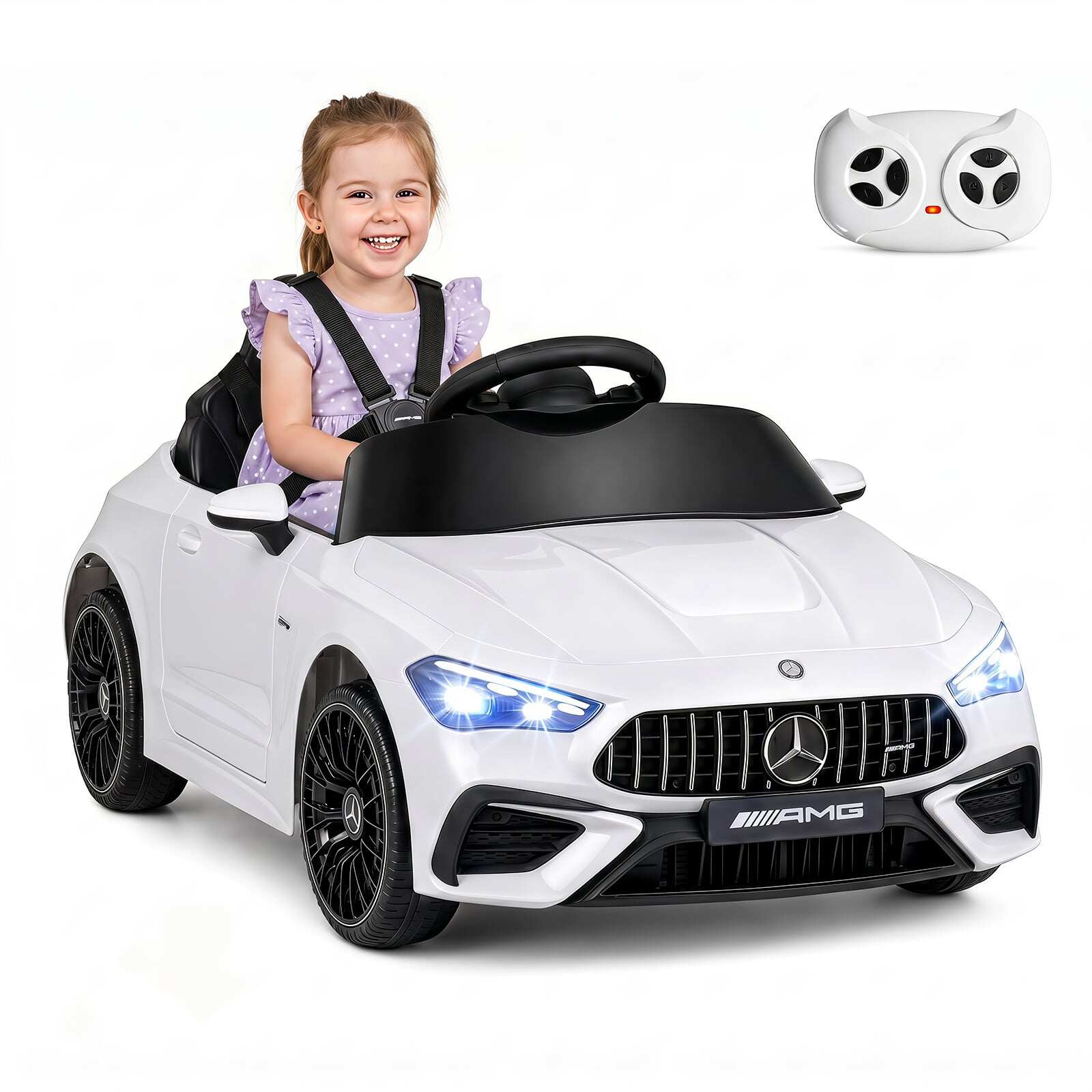 Vaikiškas elektromobilis Mercedes-AMG CLE 53, 12 V, baltas, 54 × 99 × 43 cm 2