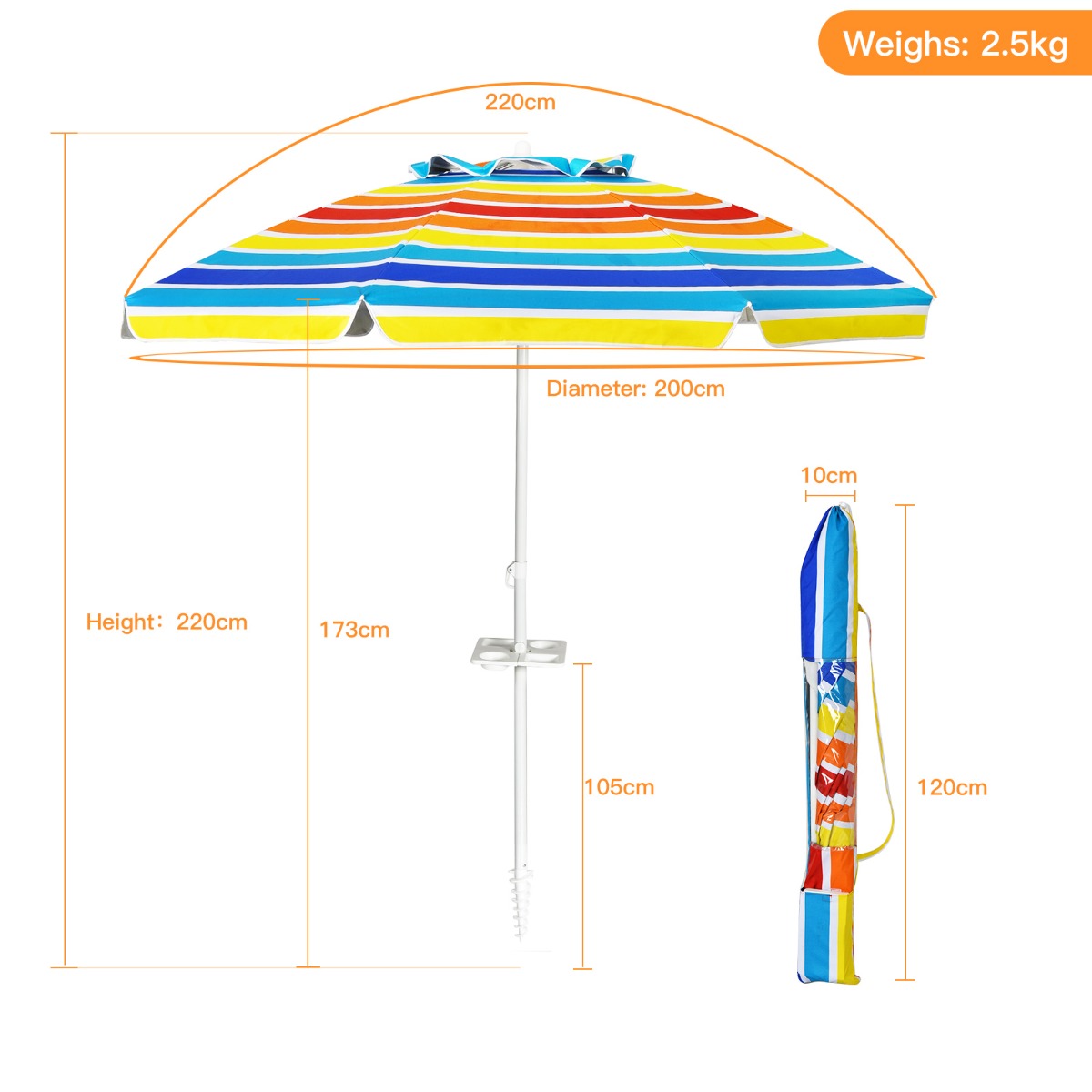 Paplūdimio skėtis 220 cm 3