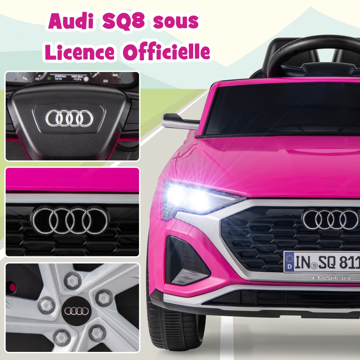 Elektrinis automobilis Audi SQ8 rožinis 2