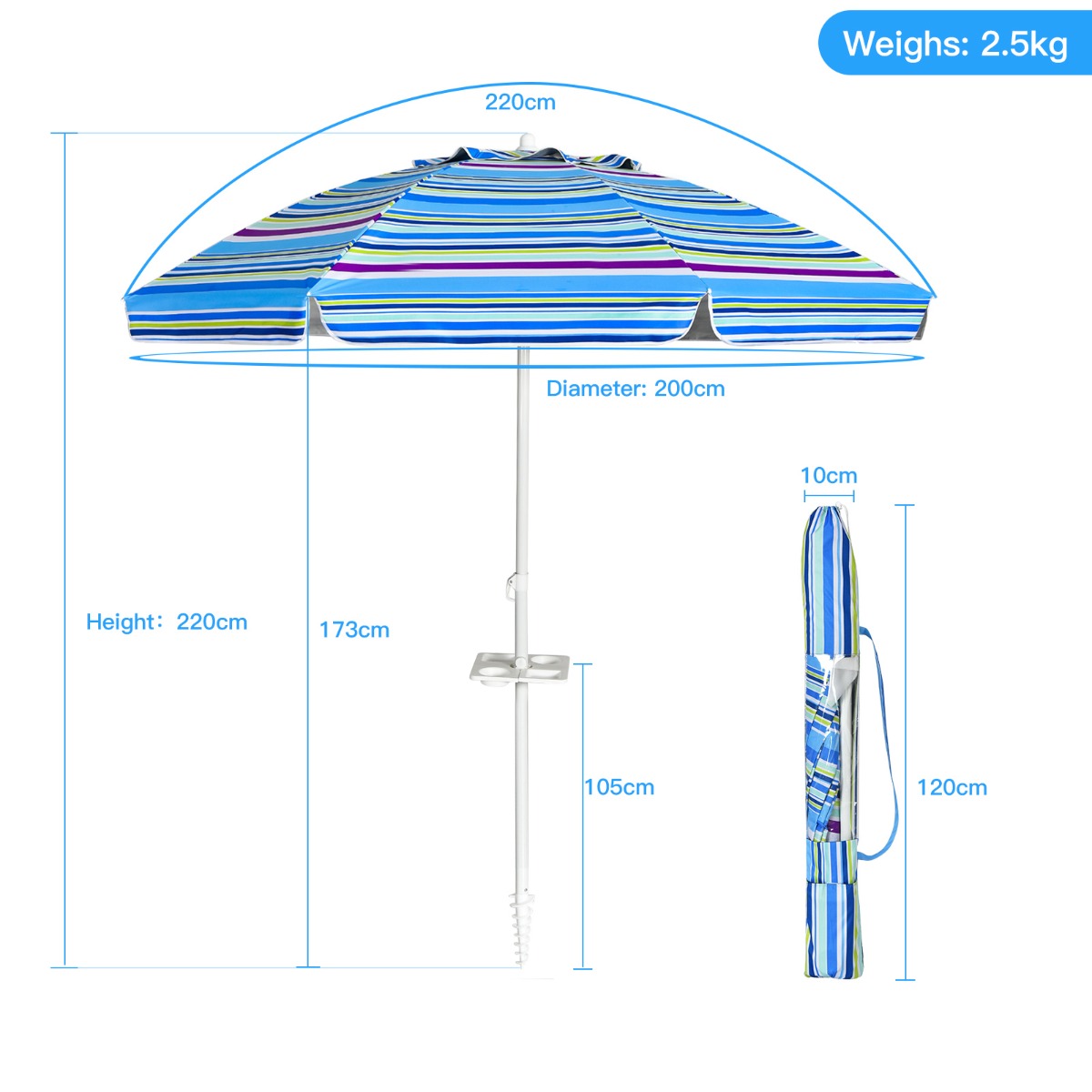 Pliažo skėtis 220 cm 3