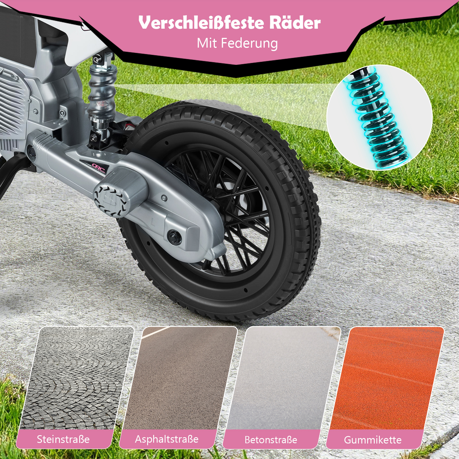 Vaikų elektrinis motociklas Rožinis 3