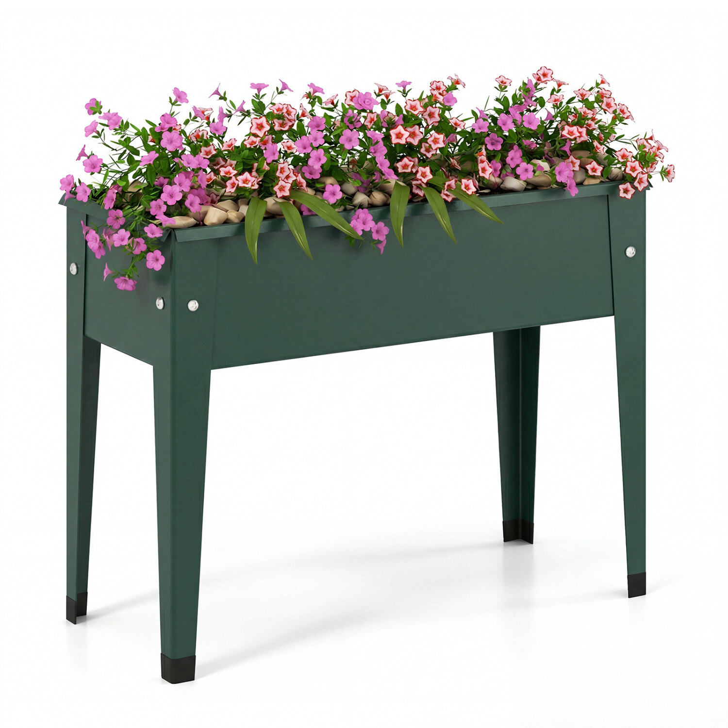 Pakelta metalinė lysvė su kojelėmis, juoda / žalia, 61 × 27,9 × 45,7 cm
