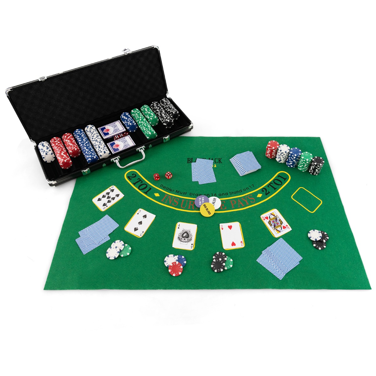 Pokerio žetonų rinkinys juoda/sidabrinė 500 vnt.
