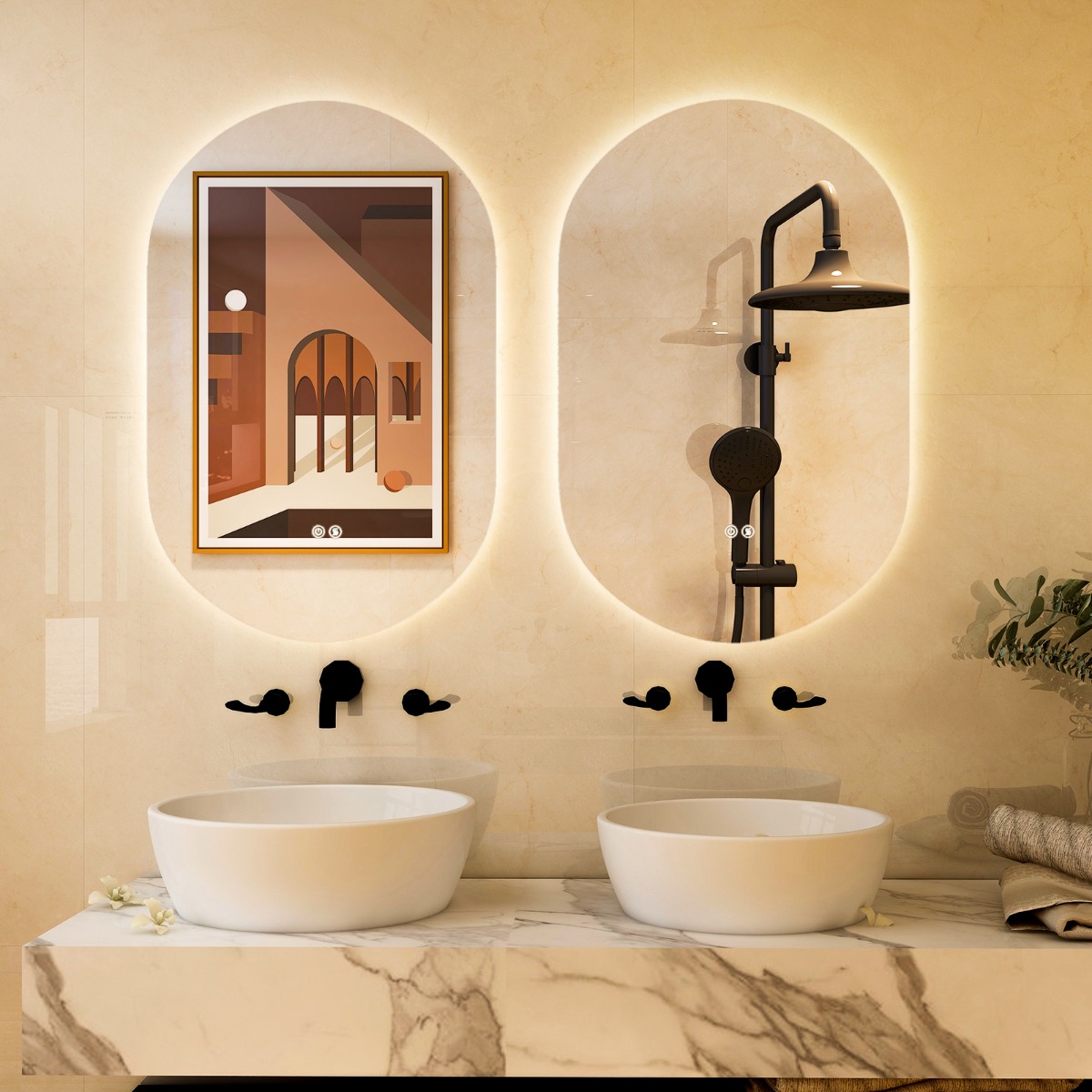 Sieninis LED veidrodis 80 x 50 cm 2
