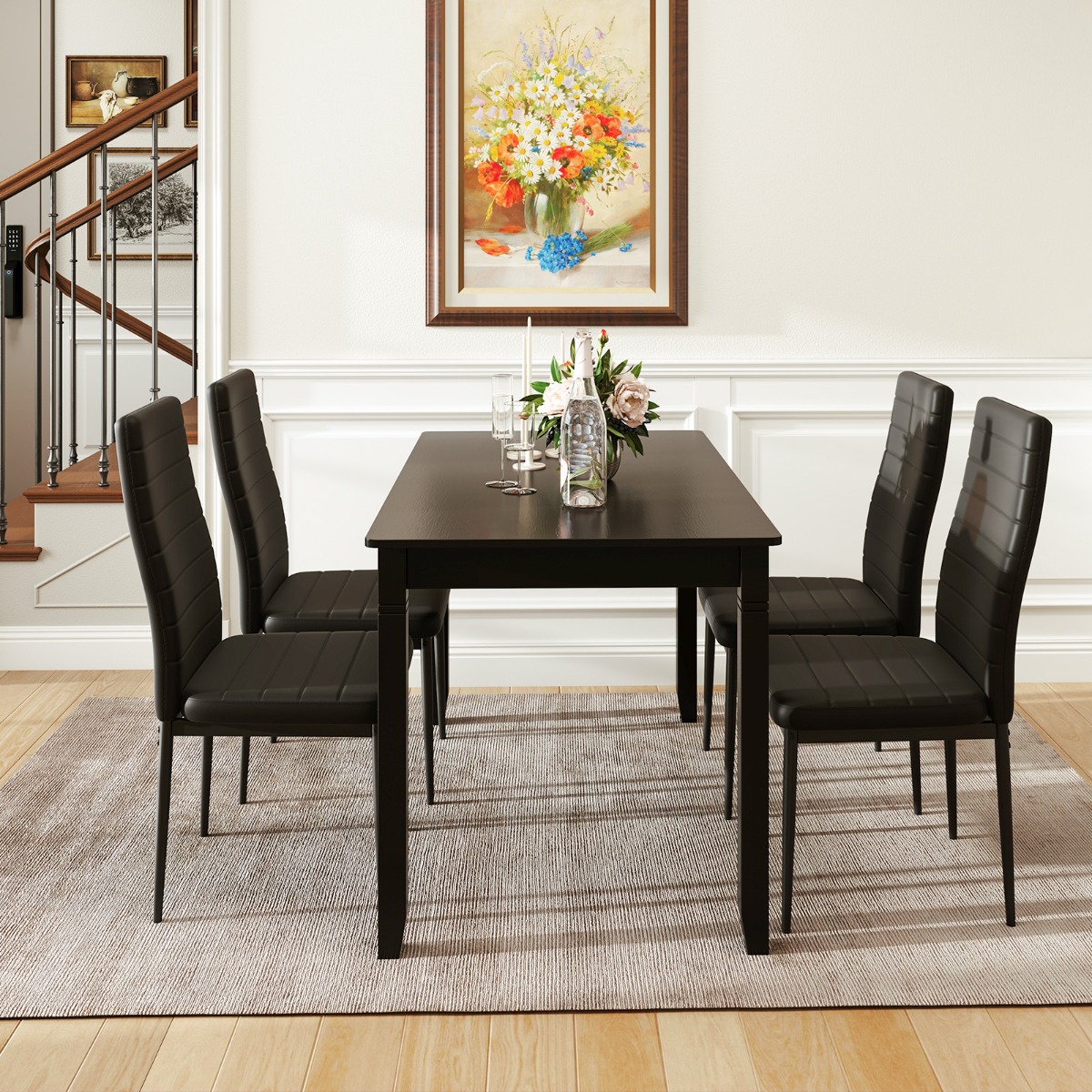 Valgomojo kėdė Juoda 4 vnt. 2