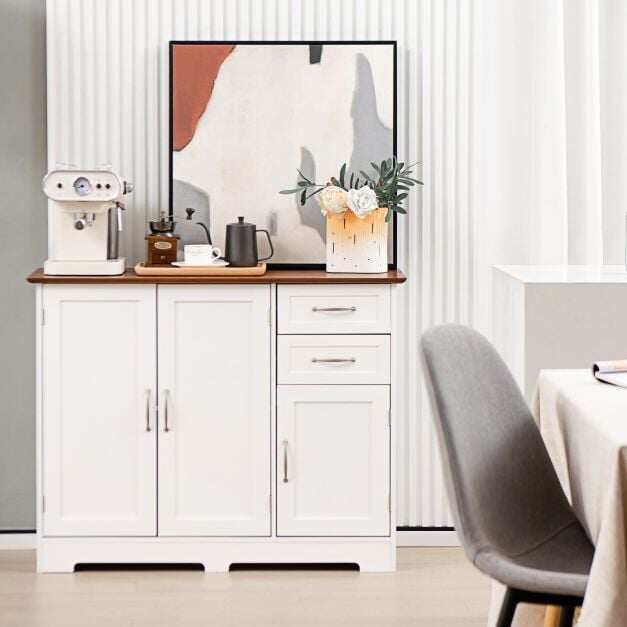Virtuvinė spintelė su stalviršiu ir reguliuojama lentyna, balta, 100 x 40 x 78 cm