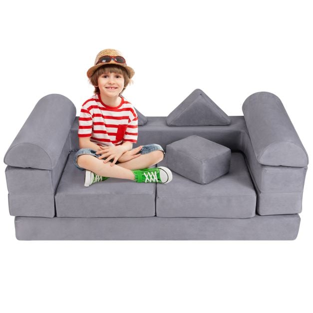 Vaikų žaidimų sofa Pilka 9 vnt.