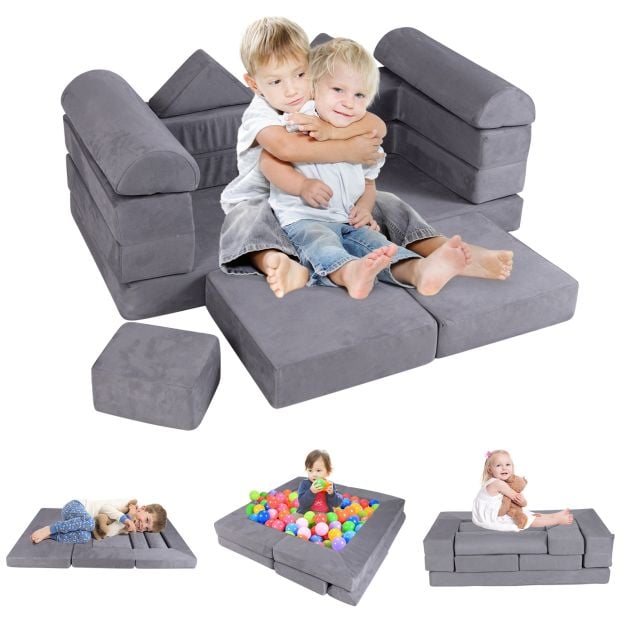 Vaikų žaidimų sofa Pilka 9 vnt. 3