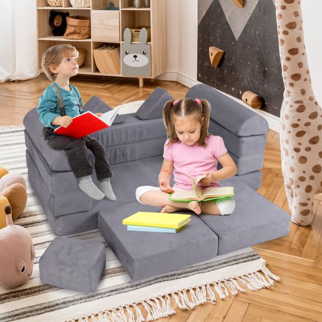 Vaikų žaidimų sofa Pilka 9 vnt.