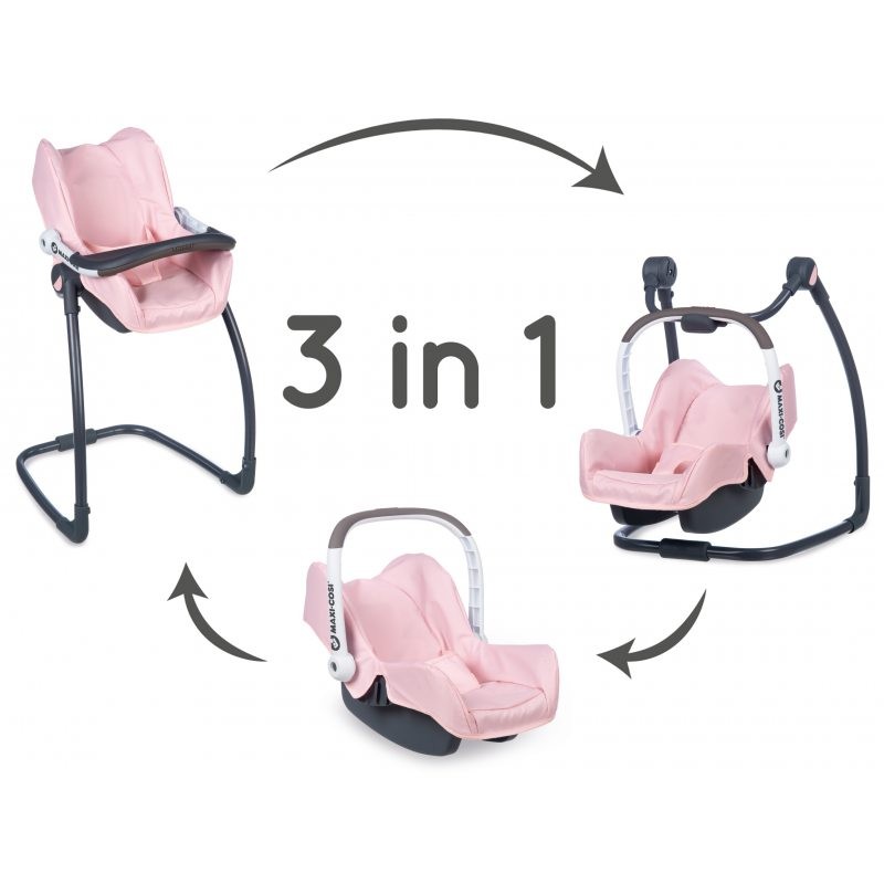 Lėlės nešioklė, maitinimo kėdutė, sūpynė smoby maxi cosi quinny 3in1