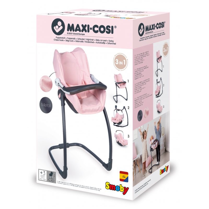 Lėlės nešioklė, maitinimo kėdutė, sūpynė smoby maxi cosi quinny 3in1