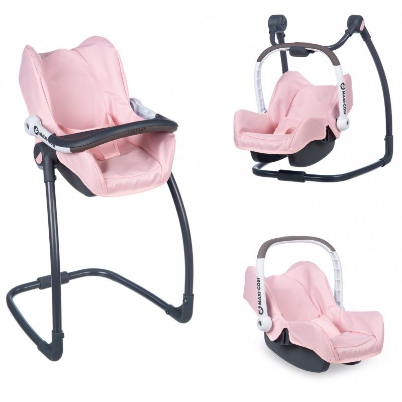Lėlės nešioklė, maitinimo kėdutė, sūpynė smoby maxi cosi quinny 3in1