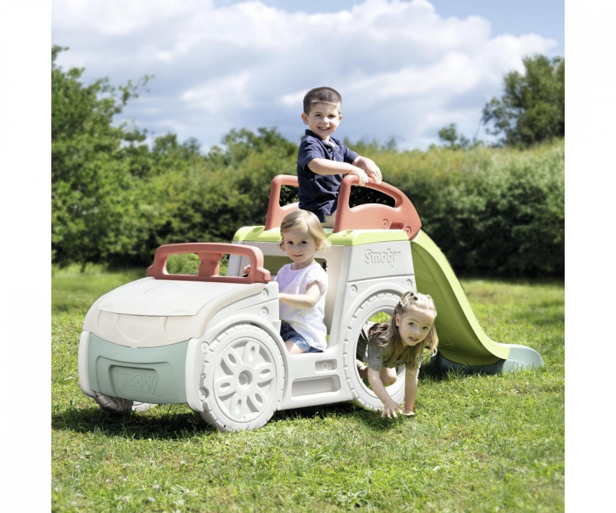 Nuotykių automobilis su čiuožykla smoby life