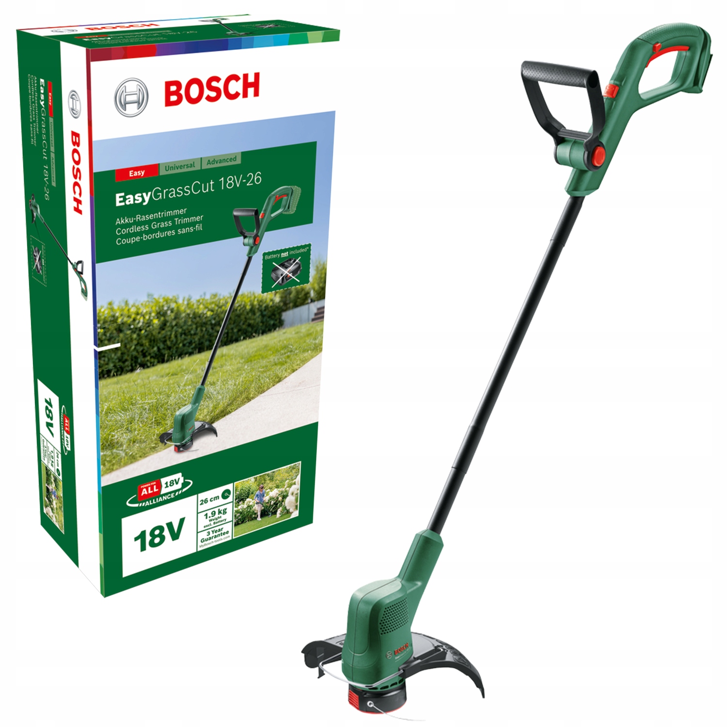 Akumuliatorinis trimeris Bosch Easy GrassCut 18V, be akumuliatoriaus