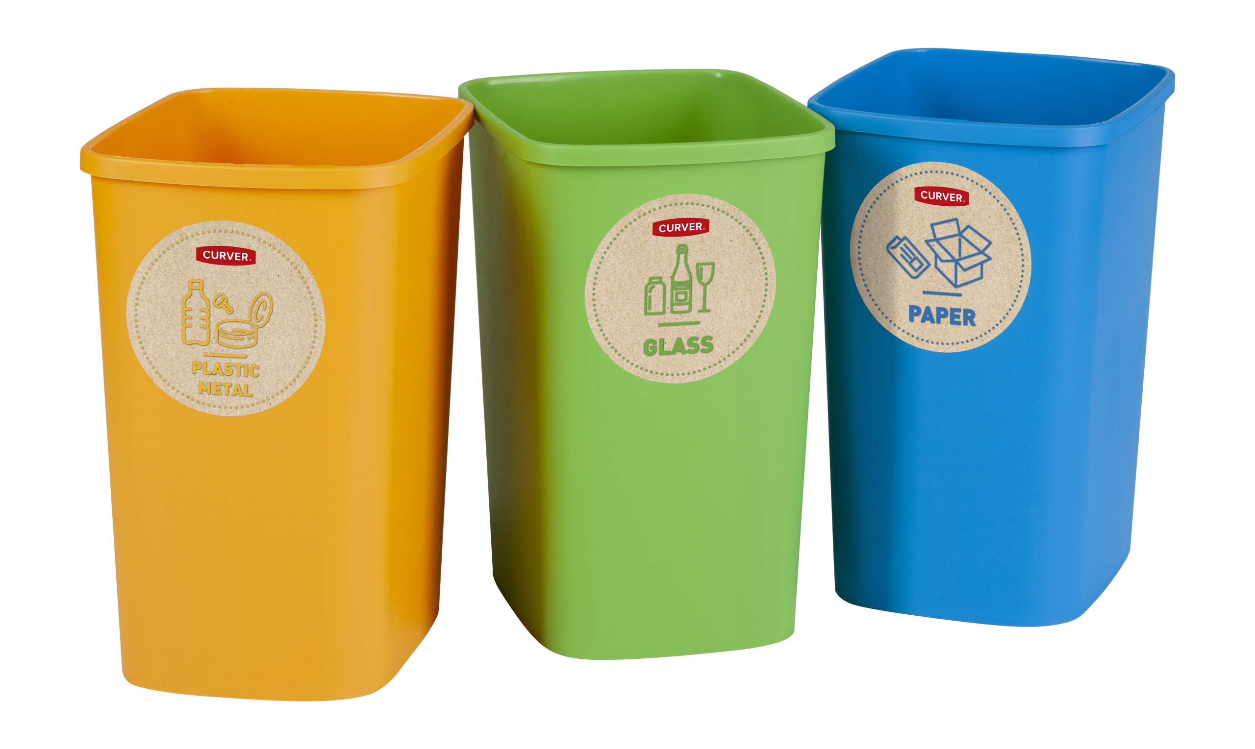 Deco Flip Bin 3x25L mėlynas/žalias/geltonas atliekų kibiras be dangčio