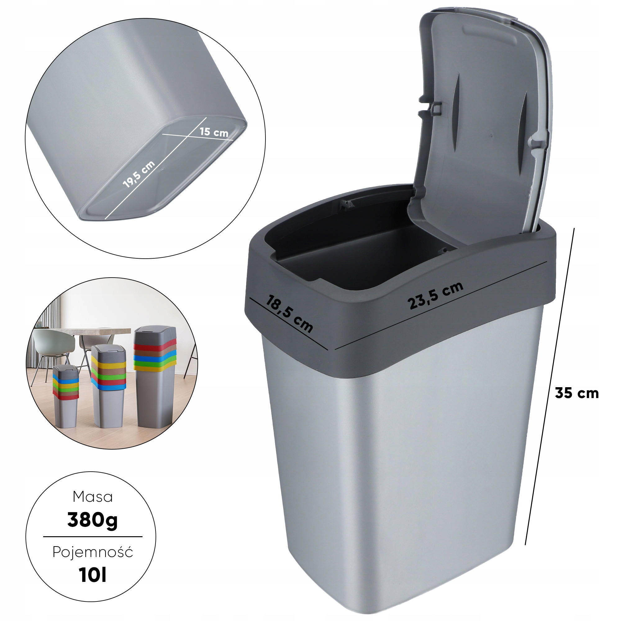 Curver šiukšliadėžė Flip Bin, 9 l
