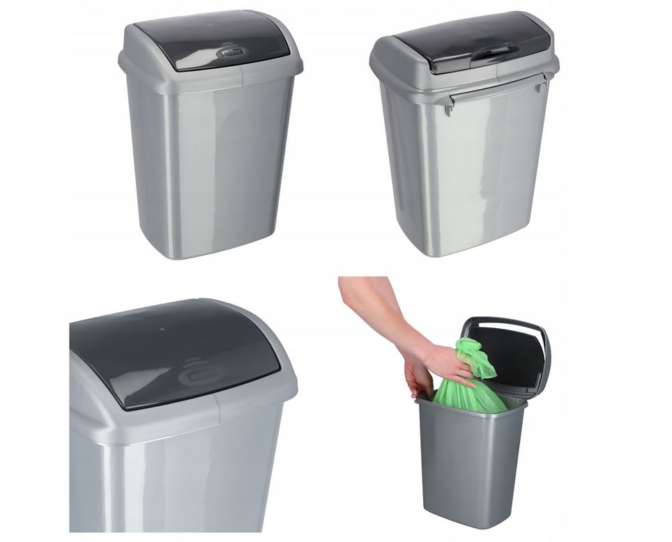 Dominik šiukšliadėžė, sidabrinės spalvos, 10 l