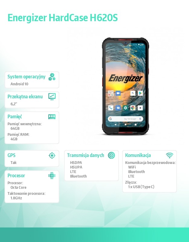 Telefonas energizer hardcase h620s 4 gb ram 64 gb 6,2 4g
