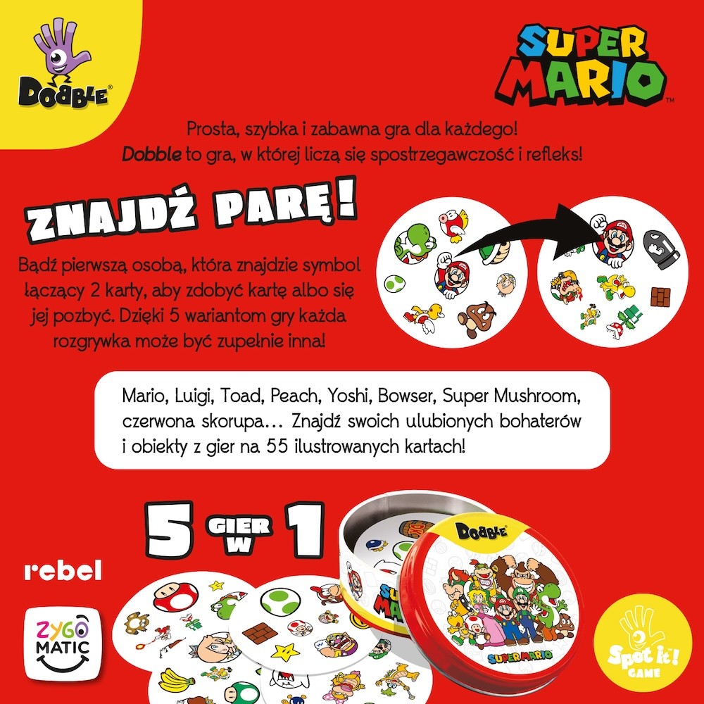 Stalo žaidimas šeimai dobble super mario, spalvotas